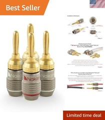 Elegant 24k Gold Plated Banana Plugs – 4 Pcs for Amplifier & Speaker Connections