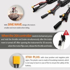 Ebike 24V-48V 17A 26A 30A Sine Wave Controller+S966 Display for 250W-1000W Motor