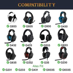 SOULWIT Ear Pads for Logitech G Headsets Black Gold