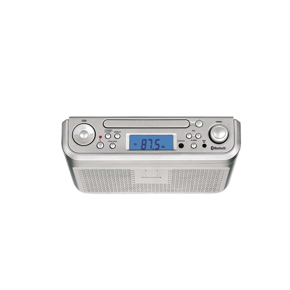 ELITE PKCR2713AMZ Under Counter CD Player with Clock Radio and Bluetooth, Silver