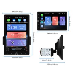 10.4″ 1 DIN Car Stereo Radio Carplay Android Auto Vertical Screen GPS + Camera
