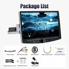 10.1” Single 1Din Android 15 Carplay Rotatable 4+64GB Car Stereo Radio GPS Navi
