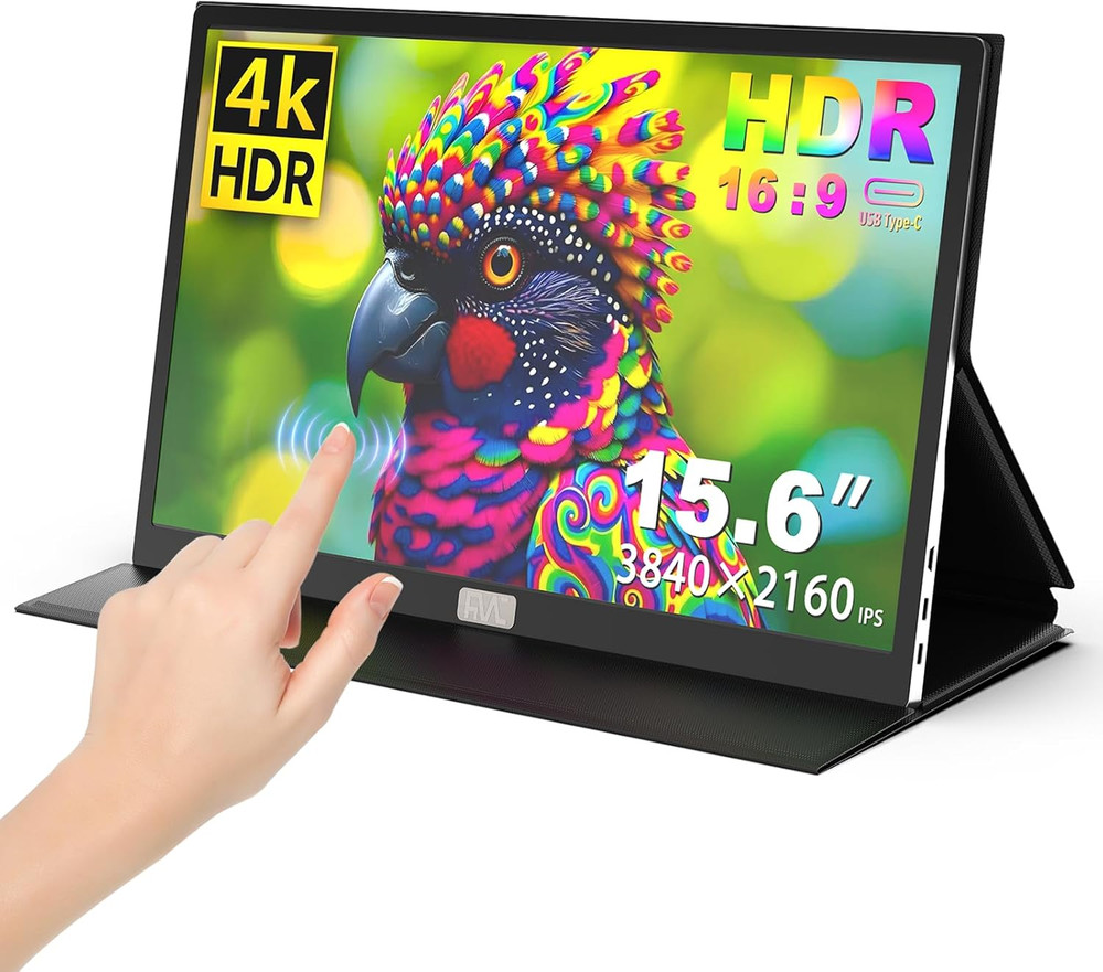 4K Portable Touchscreen Monitor 15.6″ – HDR HDMI USB-C for Laptop & Gaming