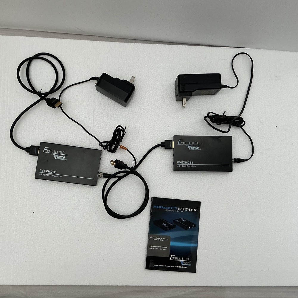 Evolution by Vanco Slim HDBaseT 4K Extender Transmitter & Receiver w/ IR Sensors