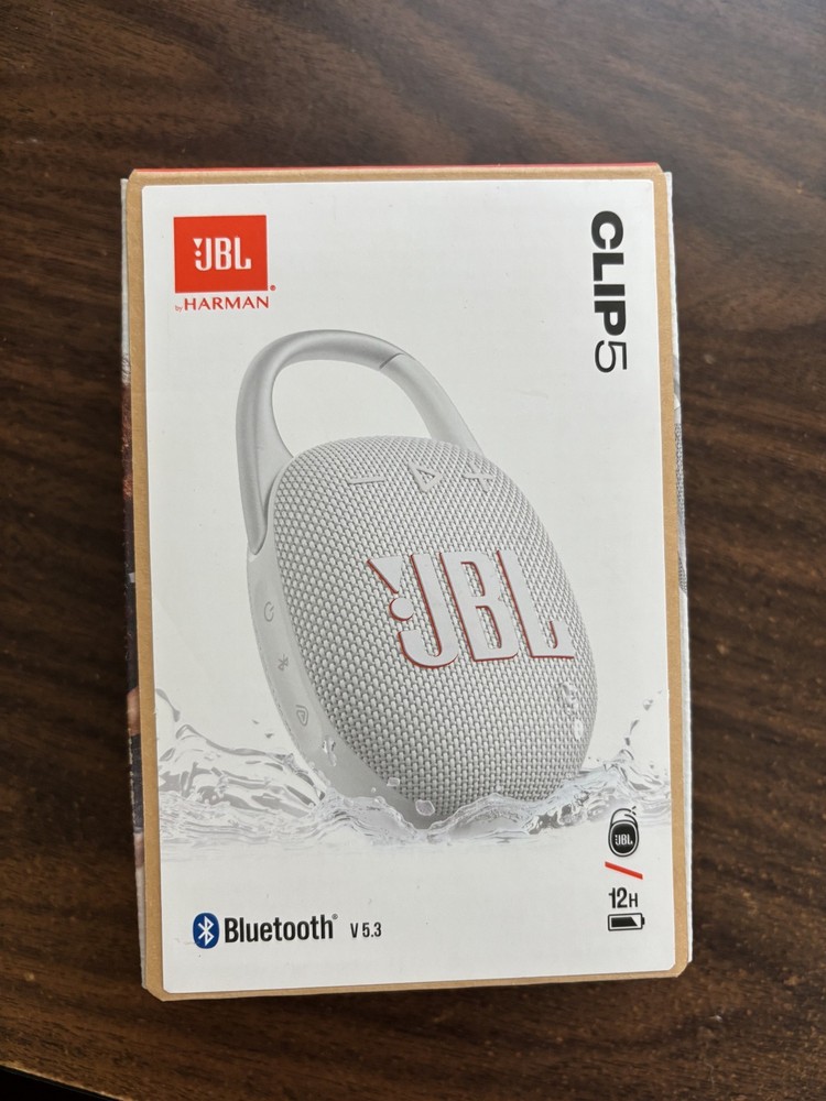JBL Clip 5 Ultra-Portable Waterproof Dustproof Bluetooth Speaker White