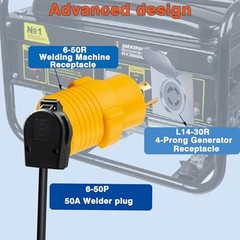 Groovely NEMA Generator Welder Adapter,30 Amps to 50 Amps L14-30P to 6-50R