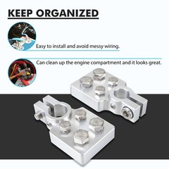 For Car Audio 4 Spot Flat Battery Terminals Bolt For 4/0 AWG Lugs Gauge Pair