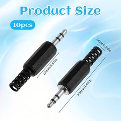 10PCS 3.5mm TRS Stereo Male Replacement Plugs, 1/8″ Earphone Jack Adapters for D