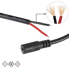 2Pcs 3FT 14AWG 15A 12V DC Power Pigtails Cable, 5.5mm x 2.1mm Female Ba…