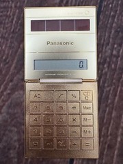 Vintage 1980 s Panasonic JE-371U Solar Powered 24k Gold Plated Calculator