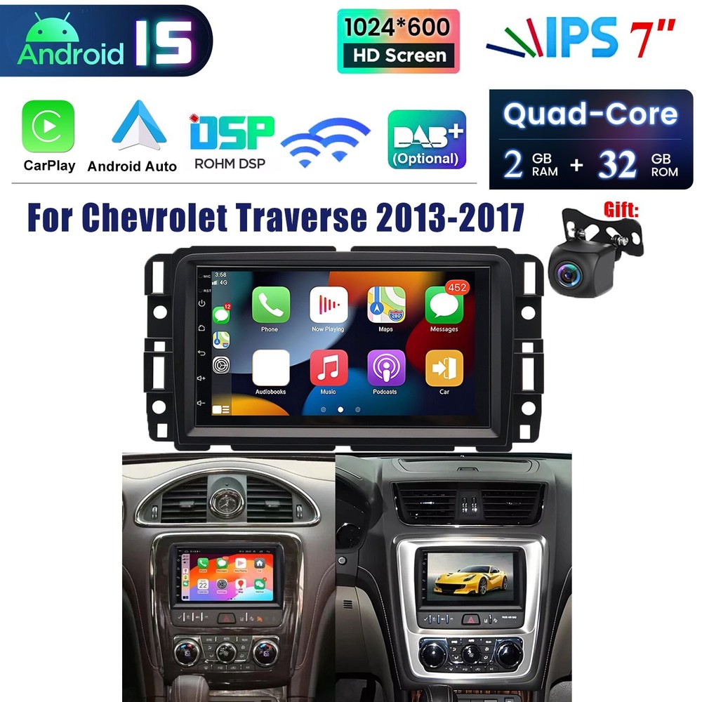 Car Radio Stereo For Chevrolet Traverse 2013-2017 Apple Carplay Android 15 GPS
