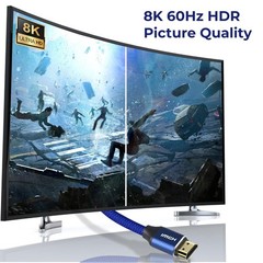 High Speed 8K/60HZ 2.1V HDMI Cable 15Ft Blue 48Gbps 28AWG Support 3D NEW