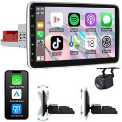 Wireless Apple CarPlay Android Auto 10.1″ Single 1 DIN Car Stereo Head Unit AUX