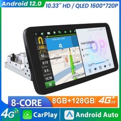 10.33″ Single DIN Android 8Core Car Stereo Apple Carplay Radio 8+128GB GPS Navi