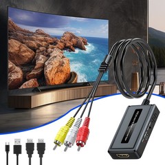RCA to HDMI Converter Cable 1080P 720P USB Power for VCR DVD Player TV Monitor _