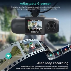 COOAU D30S 4K Dash Cam with GPS Wi-Fi Uber Car Camera, Supercapacitor, 4 IR LEDs