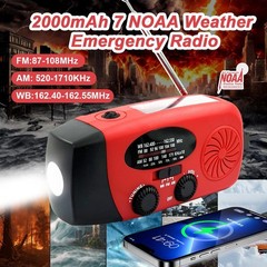Emergency Solar Hand Crank Weather Radio 10000mAh Power Bank Charger Flash Light