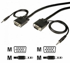 50′ FT SVGA Super VGA M Male to Male Cable with 3.5mm Audio for Monitor TV 50FT