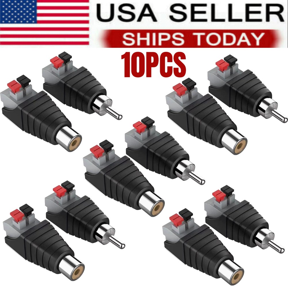 Speaker Wire cable to Audio Male RCA Connector Adapter Jack Plug Lot US