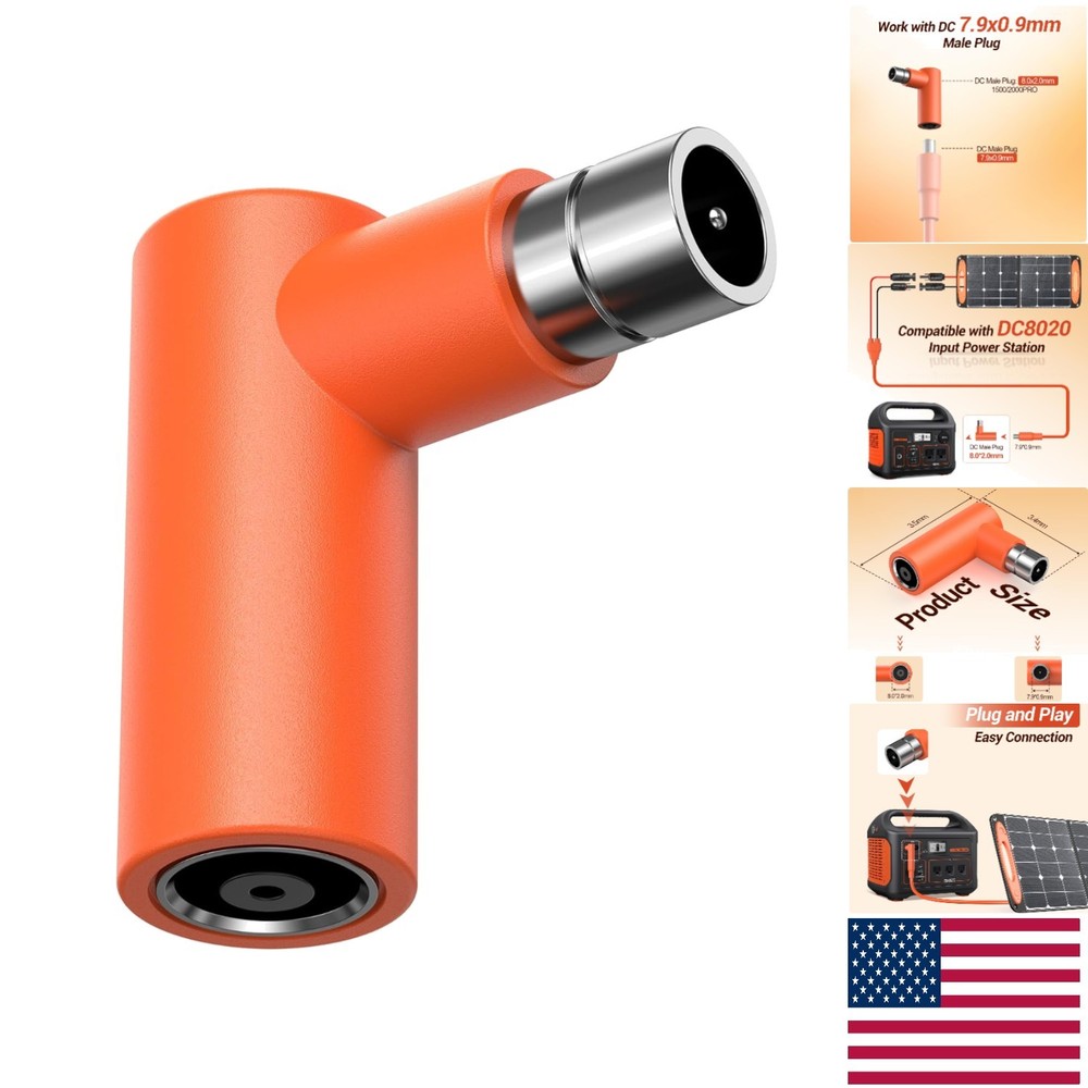 Compact 90-Degree DC8020 to DC7909 Connector – Ideal for Outdoor Power Stations