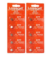 10 New Loopacell 377 SR626SW SR626W SR66 377 1.55V Silver Oxide Watch Batteries