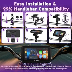 RUIST 6.1″ Wireless Motorcycle CarPlay Screen with TPMS, 6.1 Inch, Black