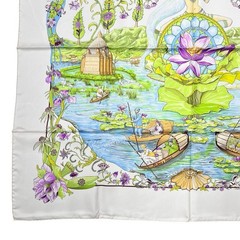 HERMES Carré90 Silk Scarf White 90cm x 90cm 100 Silk