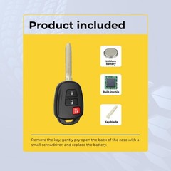 Replacement Keyless Remote Head Key Fob for Toyota RAV4 2014 FCC GQ4-52T 2pc