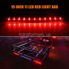 2PCS 15″ Red Truck Trailer Light Bar 11 LED Stop Turn Tail Brake Lights Strip