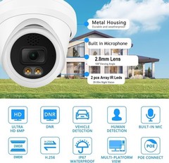 8MP PoE IP B&R Strobe Light Full Color Night Vision Camera Metal Housing 2.8mm