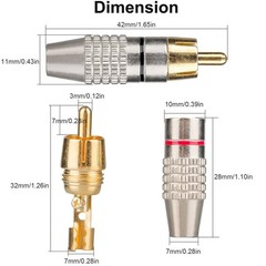 20Pack RCA Male Plug Solder, Gold Audio Video Cable Adapter Connector for Speake