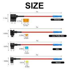 16 Pack 4 Types Fuse Tap, Upgraded 12V Car Add a Circuit Fuse Tap Kit