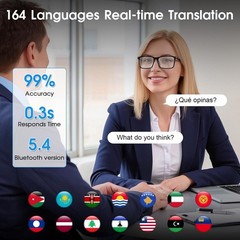 Smart Translation Glasses Compatible with Smartphone 164 Languages Bluetooth …