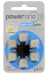 60 Cochlear Implant Plus Batteries By Power One Size 675 Zinc air Mercury-Free