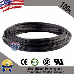 100 FT. 3/16″ Black Expandable Wire Cable Sleeving Sheathing Braided Loom Tubing