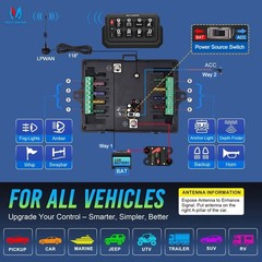 4/6/8/12 Gang Wireless Switch Panel 12V 24V Car Switch Circuit Control Relay Box