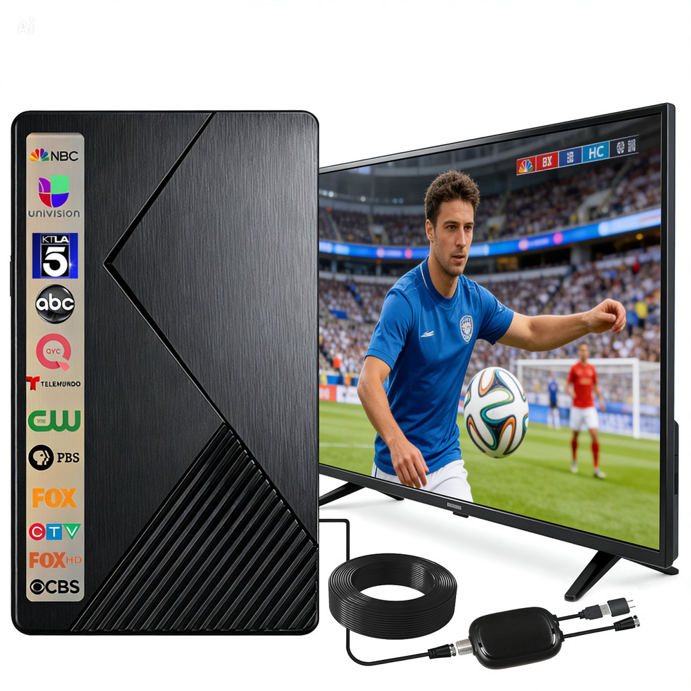 Five Star Flat Panel Indoor TV Antenna Long Range Amplified HD Reception