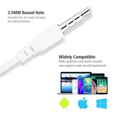 Headphones Wired Earphone White Headphones Earbuds 3.5mm Jack for Android US
