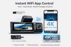 4K 3 Channel Dash Cam Front Rear Inside WiFi GPS Dash Camera Night Vision