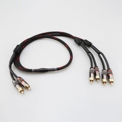 2 Male to 4 Male RCA Adapter HIFI Gold Plated RCA Splitter Audio Extension Wire