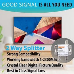 High-Performance 2-Way Coax Cable Splitter, Bi-Directional MoCA 5-2300MHz for TV