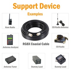 20/50/100ft RG8X Cable Coaxial CB Coax UHF PL259 Connector Male to Male Antenna