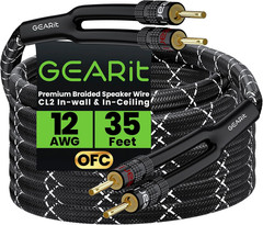 12 Gauge Speaker Cable with Banana Plugs 6 Ft,Cl2 Rated OFC Speaker Wire with Go
