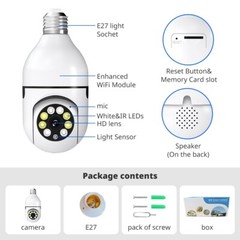360° 1080P IP E27 Light Bulb Camera Wi-Fi Wireless Smart Home Security IR Night