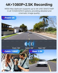 4K+1080P+2.5K 3Channel Dashcam for Car WiFi GPS 24H Parking Mode Fatigue Remind