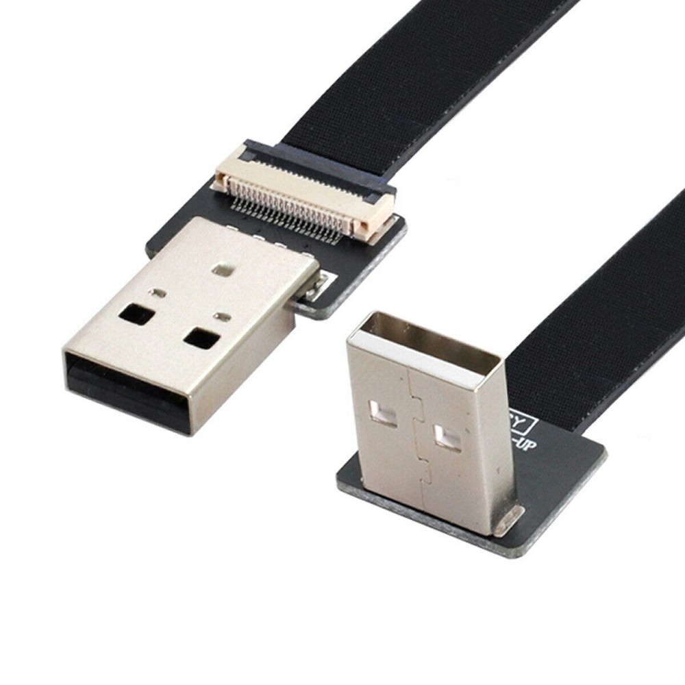 90 Degree Up Angled USB 2.0 Type-A Male to Type-A Male Data Flat Slim FPC Cable