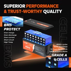 LiTime LiFePO4 12V 200Ah PLUS 200A BMS 2560W Lithium Battery for Off-Grid RV