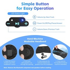Sleep Headphones Bluetooth 6.0 Headband, 3-IN-1 Sleeping Headband Headphones …