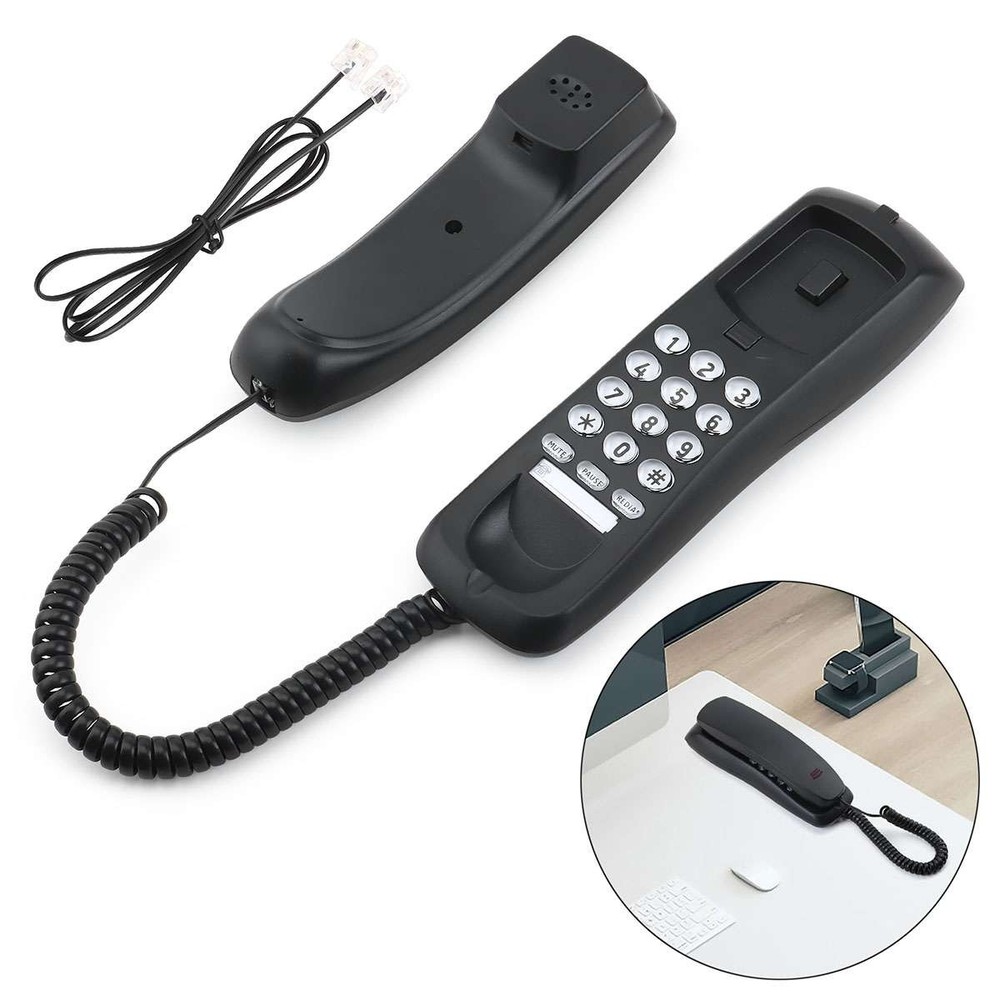 Landline Phone Corded Phone For Home Office Desk Wall Mount Black Telephone