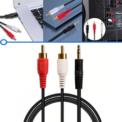 6ft (1/8″) 3.5mm AUX Stereo to 2 RCA Male Audio Y Cable Adapter Cord MP3 iPod